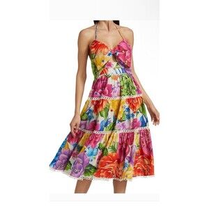 NWT Farm Rio Floral Rainbow Chita Midi Dress Small